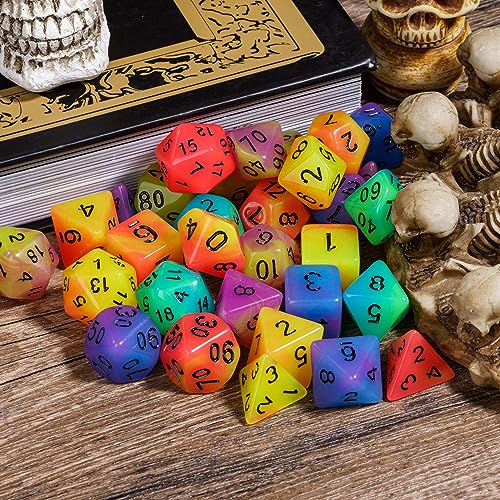 5 Sets Glow in The Dark DND Dice, 35Pcs Luminous Polyhedral Dice Set with 1 Leather Dice Bag, Glowing D&D Dice for RPG Table Games(5Sets/35Pcs Glowing Dice) - color: 5sets/35pcs Glowing Dice