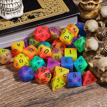 5 Sets Glow in The Dark DND Dice, 35Pcs Luminous Polyhedral Dice Set with 1 Leather Dice Bag, Glowing D&D Dice for RPG Table Games(5Sets/35Pcs Glowing Dice) - color: 5sets/35pcs Glowing Dice