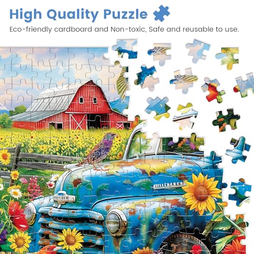 300 Piece Puzzles for Adults,Songbirds on The Farm Jigsaw Puzzle for Adults Kids Seniors,Recycled Cardboard Large Piece Puzzle 300 Piece,Family Activity Great Gift for Family Friends 20.5 * 15 in - style: Farm Country