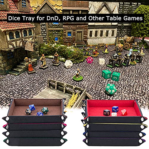 Folding Square Dice Tray, Felt Dice Holder for DND, RPG, MTG and Other Board Games (Violet, Coffee, Green, Red, Rose Red, Gray, Yellow and Blue) - color: Violet, Coffee, Green, Red, Rose Red, Gray, Yellow and Blue