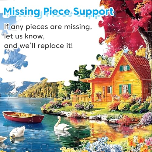 100 Piece Puzzles - 4 Themed Landscapes Large Piece Puzzles for Senior Adults Kids Puzzle Ages 5-8 Jigsaw Puzzle for Kids Ages 4-6 6-8 8-10 Year Old Educational Toys for Girls Boys 4-Pack - style: Swan Lake Autumn Forest Cabin Lighthouse