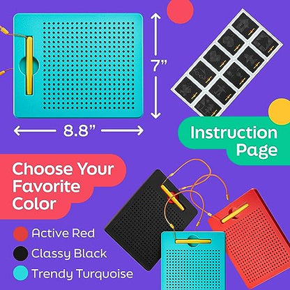 AYNAT FUN Magnetic Drawing Board for Kids & Toddlers with Beads and Magnet Stylus Pen - Magnetic Tablet Toy for Airplane & Car Ride Activities for Kids - size: Square Blue