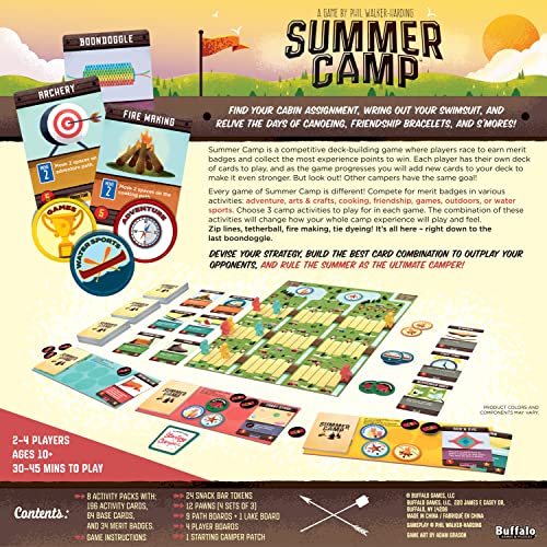 Buffalo Games Summer Camp Card Game, Outdoor Games, Family Play, Ages 10+ | 196 Cards, Family Game Night, Travel Game Set, 34 Merit Badges, 30-45 Min, 2-4 Players, Outdoor Activities for Kids