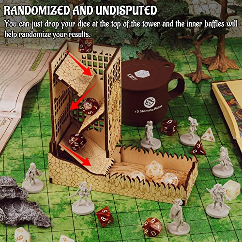 CZYY Cthulhu Dice Tower, Foldable Wooden Dice Roller with Tray | Laser-Cut Birch Plywood, Folding Design, Sea Monster Artwork, For Board Games & RPG Nights