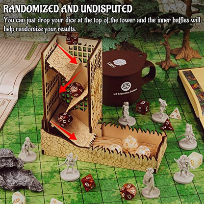 CZYY Cthulhu Dice Tower, Foldable Wooden Dice Roller with Tray | Laser-Cut Birch Plywood, Folding Design, Sea Monster Artwork, For Board Games & RPG Nights