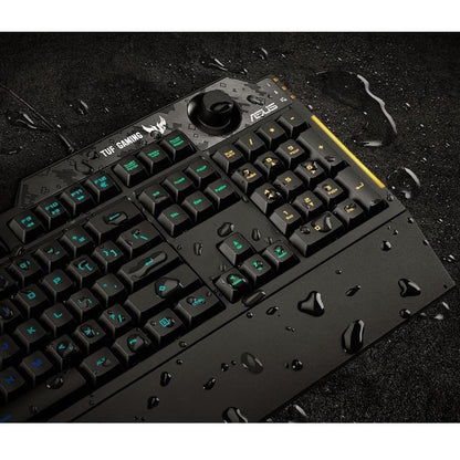 ASUS Membrane Gaming Keyboard for PC - TUF K1 | Programmable, Onboard Memory | Dedicated Volume Knob, Aura Sync RGB & Side Lighting | Detachable Wrist Rest | Spill-Resistant | Highly Durable | Black