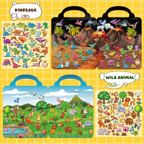 Kalysky 6Set Puffy Sticker Books for Kids 2-4, 3D Reusable Stickers Books for Toddlers 1-3 2-4,Farm+Animal+Dinosaurs+Ocean World+Space+Vehicle - color: 6 Set - Farm/Animal/Dinosaurs/Ocean/Space/Vehicle
