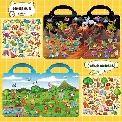 Kalysky 6Set Puffy Sticker Books for Kids 2-4, 3D Reusable Stickers Books for Toddlers 1-3 2-4,Farm+Animal+Dinosaurs+Ocean World+Space+Vehicle - color: 6 Set - Farm/Animal/Dinosaurs/Ocean/Space/Vehicle