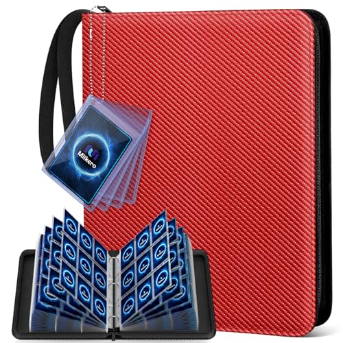 Mlikero Trading Card Binder, 9 Pocket Card Binder with Card Display Design, 720 Double Sided Pocket Collection Card Albums Fit for MTG, TCG, and Sports Cards(Red) - color: Red, size: 720 Pocket