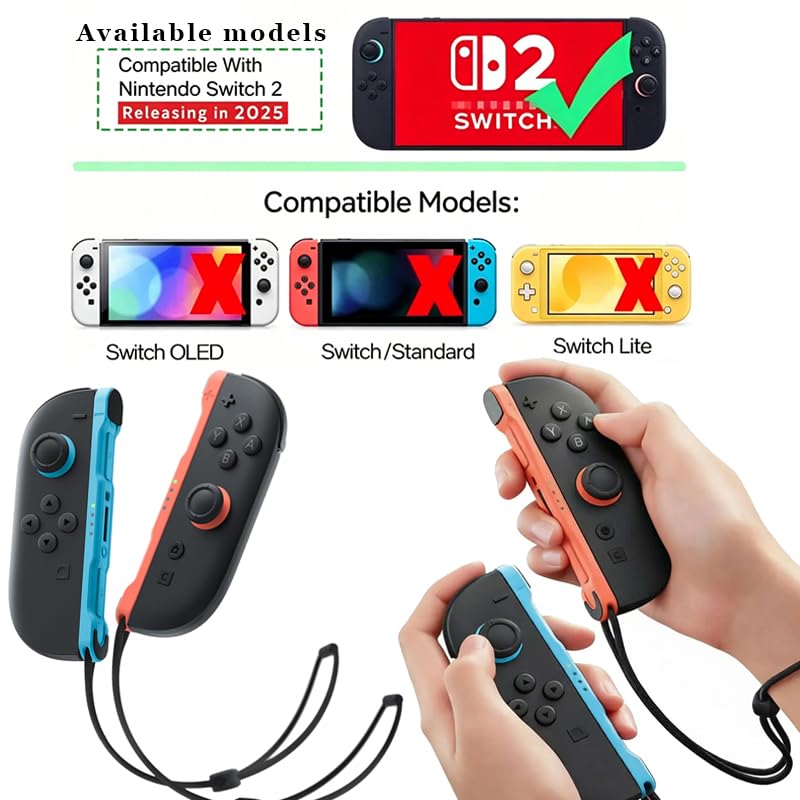 Wrist Straps Compatible with Nintendo Switch 2, Replacement Wrist Strap for Joycon 2 Controller, Safety Lanyard for Joy Con 2 (Blue&Red) - color: Blue&Red
