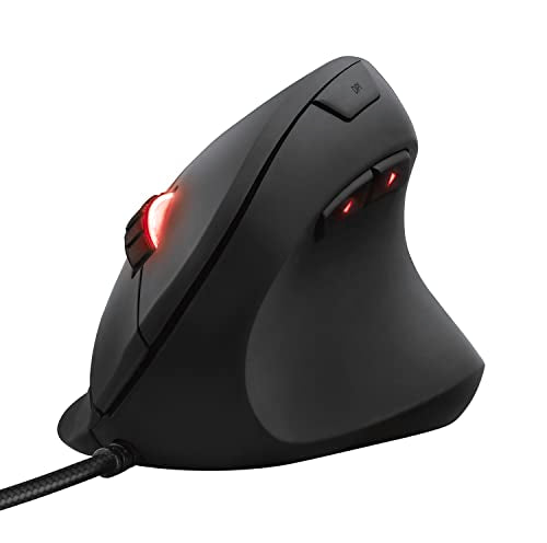 Trust Gaming GXT 144 Rexx Vertical Ergonomic Gaming Mouse, 250-10,000 DPI, 6 Buttons, Black | Ergonomic design prevention against mouse arm / tennis elbow (RSI syndrome), RGB LED lighting, black