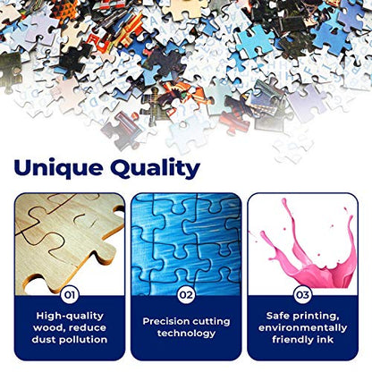 Jigsaw Puzzle 1000 Piece Wooden Puzzle Halloween Picture Family Decorations, Unique Birthday Present Suitable for Teenagers and Adults