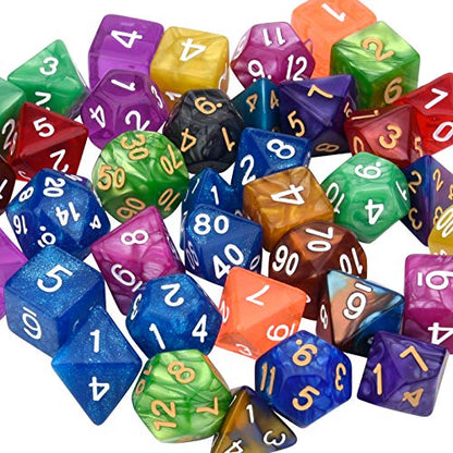 175 Pcs Bulk DND Dice Sets, Polyhedral RPG Dungeons and Dragons Dice, MTG | 25 Set, 25 Colors, D&D Dice, Large Flannel Bag, D4 to D20 Table Games, Pound of Dice, Party Favors