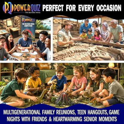 Dino World Dinosaur Trivia Game for Kids & Adults | 200 questions, 5 difficulty levels Beginner to Expert, fun facts, explanations, premium matte cards, hard storage box - style: Dino World