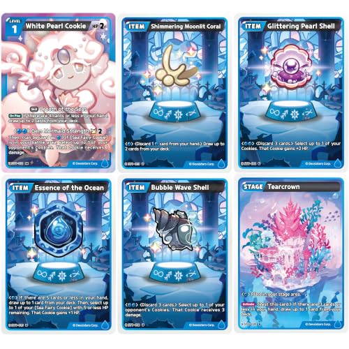 CookieRun TCG: Starter Deck - Seas of Fate - Blue Legendary Cookie Sea Fairy, Ready-to-Play Character Deck, Braverse Trading Card Battle Game - color: Multicolor