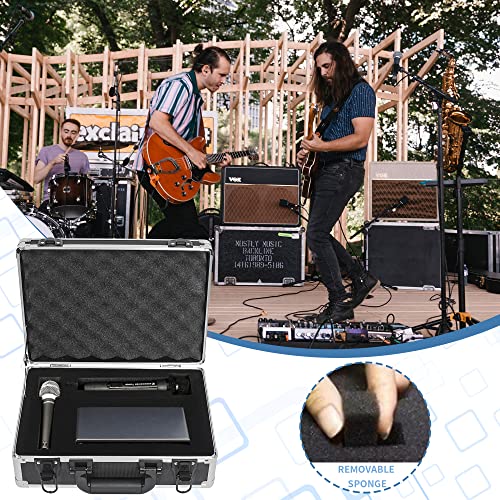 14 Inch Hard Shell Carrying Case Ideal for Wireless Mic System Storage & Camera Gear Transportation, Aluminum Alloy Sturdy Build, Customizable Pre-Diced Foam, Black - size: Inner：13.6''X 9.6''X 4.6''