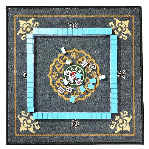 Chinese Mahjong Game Set 146 Numbered Large Tiles with Carrying Travel Case | Complete Majiang Mah Jongg Ma Jong set for family game nights parties travel and gifting with easy setup and portable storage - color: Blue Tile