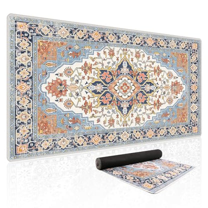 Baziabbo Cute Desk Mat,XXL Extended Large Mouse Pad,Gaming Mousepad with Stitched Edge,Non-Slip Rubber Base Keyboard Desk Pad for Home Office Study Game (Blue) - color: Blue
