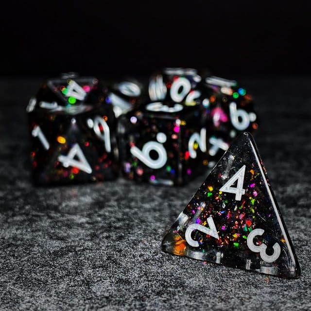 Sage’s Portal Cantrips DND Dice Set - Round Edge Resin 7-PC Polyhedral DND Dice Set for Dungeons and Dragons D&D RPG Tabletop TTRPG (Mica Glitter) - color: Mica Glitter