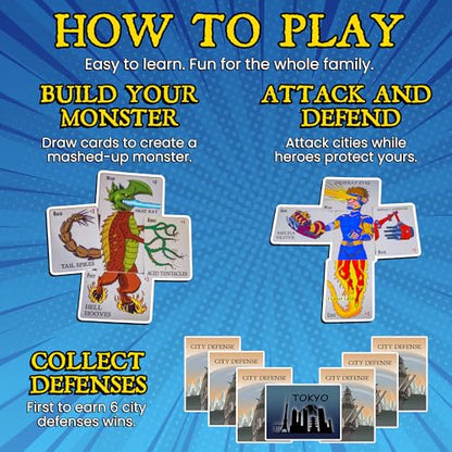 Monster Stomping: Heroes Games – Monster Building Dice & Strategy Card Game for Adults & Kids 13+ | Travel, Party & Family Kids' Games for Game Night Fun | Teen Boys Gift Ideas