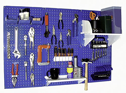 Wall Control 30-WRK-400BUW Standard Workbench Metal Pegboard Tool Organizer,Blue/White - color: Blue/White