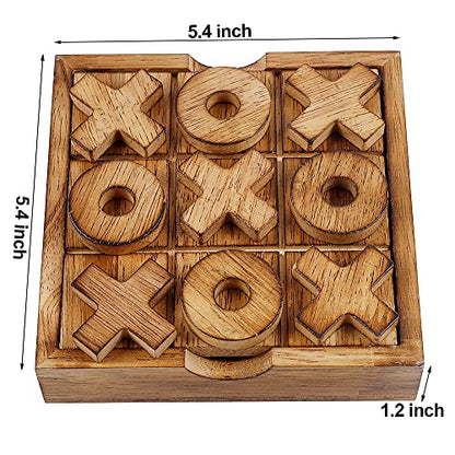 Glintoper Tic Tac Toe & 4 in a Row Tables Game Set, Classic Board Line Up 4 for Living Room Rustic Table Decor and Use as Game Top Wood Guest Room Decor Strategy Board Games for Families - style: Tic Tac Toe & 4 in a Row
