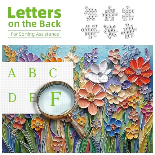 MINIWAN 1000 Piece 3D Quilled Paper Art Flower Garden Jigsaw Puzzle | 27.5"x19.7", Letters on Back, Reference Poster Included, For Adults & Seniors - color: 3d Paper Art Flower