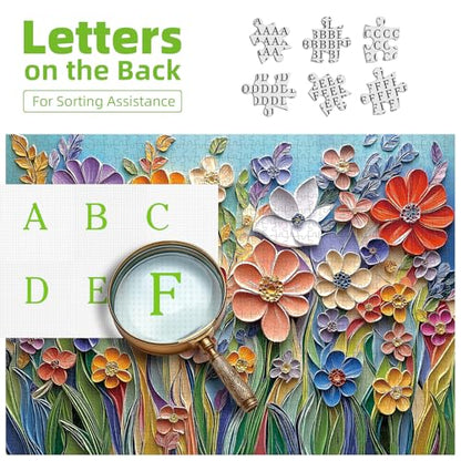 MINIWAN 1000 Piece 3D Quilled Paper Art Flower Garden Jigsaw Puzzle | 27.5"x19.7", Letters on Back, Reference Poster Included, For Adults & Seniors - color: 3d Paper Art Flower
