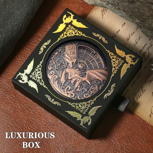 DND Spinner Dice DNDND 7-in-1 Fidget Spinner Metal D&D Dice Set with Gorgeous Gift Box for Dungeons and Dragon and Tabletop Game (Copper) - color: Dragon Copper