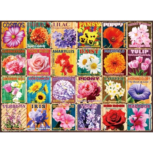 500 Pieces Puzzle for Adults, Colorful Flower Collage Puzzles, Recycled Cardboard Large Pieces Vintage Flower Jigsaw Puzzles 500 Piece,Challenging Game Birthday Party Gift for Adults Seniors 20.5*15in - style: Colorful Flower Collage