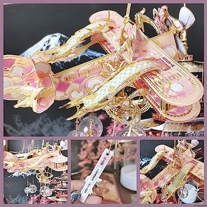 MU 3D Metal Puzzles Windbell Wind Chime B Model Kits Building for Adult and Teeners, Windchime Jigsaw Miniature DIY Sets, Birthday Gift - color: B Peace and Love