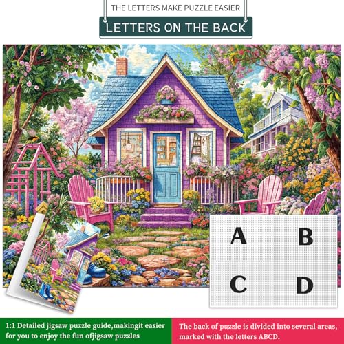 Puzzles for Adults 1000 Pieces,Pink Flower Room Jigsaw Puzzle with 1:1 HD Poster, Perfect Interlocking No Dust, Stress Relief Ideal Gift for Family Games - color: Pink Flower Room