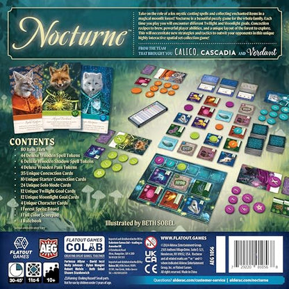 Nocturne, Fox Mystic Spatial Set Collection & Bidding Strategy Board Game | 1-4 Players, Ages 10+, 30-45 Mins, Enchanting Forest