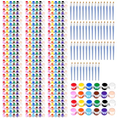 50 Pack Mini Acrylic Paint Set, 12 Colors Washable Paint Strips for Kids & Adults - Includes 100 Brushes, 600 PCS kids Paint Kits for Easter Eggs, Birthday, Classroom Party，school supplies - size: 1 Count (Pack of 50)