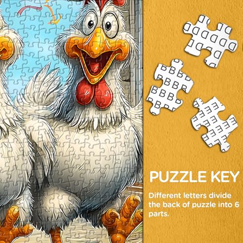 Funny Chicken Puzzles for Adults 1000 Pieces, Larkipuzz Cute Rooster Jigsaw Puzzle Garden Farm Flower, Impossible Challenge Animal Theme as Home Decor - style: Sunflower Chickens
