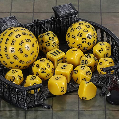CiaraQ DND Polyhedral Dice Set (15pcs) D4-D100 Game Dice with Dice Bag | Acrylic Role Playing Dice for Dungeons and Dragons MTG Table Games (Yellow & Black) - color: Yellow & Black
