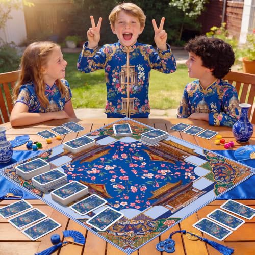 Drydiet Mahjong Mat for Table 31.5 x 31.5 Inch American Mahjong Mat with Carrying Bag, Non-Slip Noise Reduction Table Item for Family Poker Domino Board Game Night & Party Use(Liberty) - style: Liberty