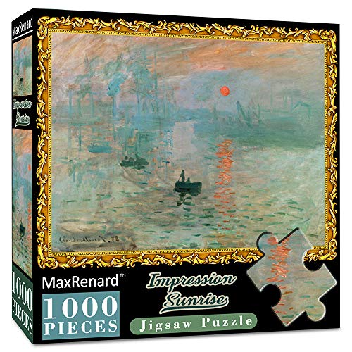 MaxRenard Game 1000 Pieces Jigsaw Puzzle Fine Art Collection Toy Monet Sunrise Impression - color: A004