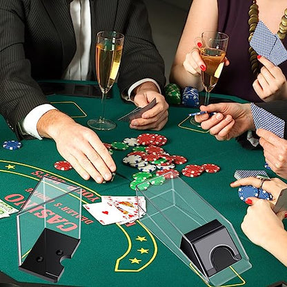 Honoson 6 Deck Blackjack Shoe and Discard Tray Acrylic, Clear | Card Dispenser for Poker Games, Dealing Shoe with Discard Holder for Casino Blackjack, Transparent Acrylic Material - color: Clear, style: 6 Deck