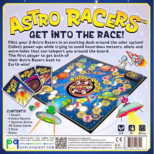Astro Racers Board Game, Fun for Kids and Adults, 2-4 Players, Ages 5+, Solar System Racing Theme, Family-Friendly Strategy Game. Educational & Skill-Building.