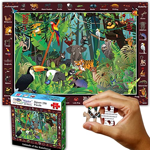 Think2Master Rainforest Jungle Animal 250 Pieces Jigsaw Puzzle for Adults & Seniors. Great Gift with Larger Pieces 14.2” X 19.3” - style: Rainforest Jungle