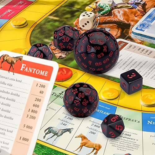 AUSTOR 15 Pieces Complete Polyhedral Dice Set D3-D100 Game Dice Set with a Leather Drawstring Storage Bag for Role Playing Table Games(Black & Red) - color: Black & Red