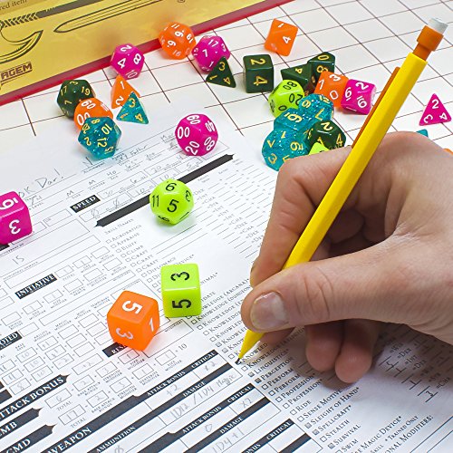 Wiz Dice Crimson Queen Set of 7 Polyhedral Dice, Solid Dark Red Tabletop RPG Dice with Clear Display Box