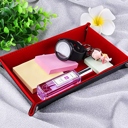 SIQUK Double Sided Dice Tray Folding Rectangle PU Leather and Burgundy Velvet Dice Holder - color: Burgundy