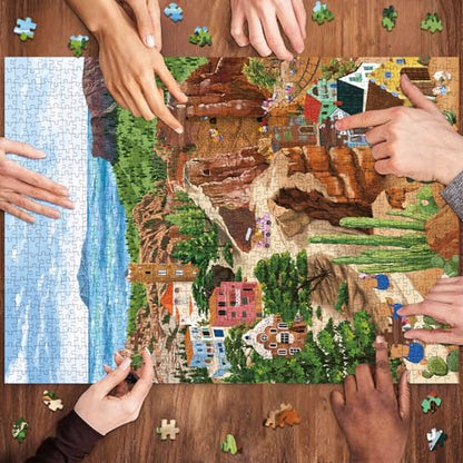 1000 Piece Jigsaw Puzzles for Adults, Mining Town Cliff Puzzle with 1:1 HD Poster, Precise Interlocking, Letter Markings on Back, Dust-Free, Stress Relief & Ideal Family Game Gift - color: Mining Town Cliff
