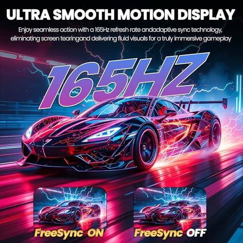 CRUA 34" Ultrawide Gaming Monitor 165Hz, UWQHD 3440x1440 IPS Computer Monitor, 21:9 Wide Screen, FreeSync, PIP/PBP, 120% sRGB, Built-in Speakers, HDMI 2.0 & DP 1.4, Wall Mount&Tilt Adjustable