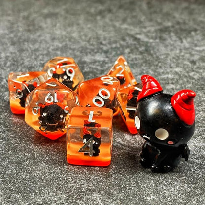 Sage's Portal Familiars Dice and Toy Set Combo Resin DND Dice Set Polyhedral Dice Set for Dungeons and Dragons RPG Pathfinder Tabletop TTRPG (Cutesy Succubus+ Figurine) - color: Cutesy Succubus, style: Dice Set +Mini Figure