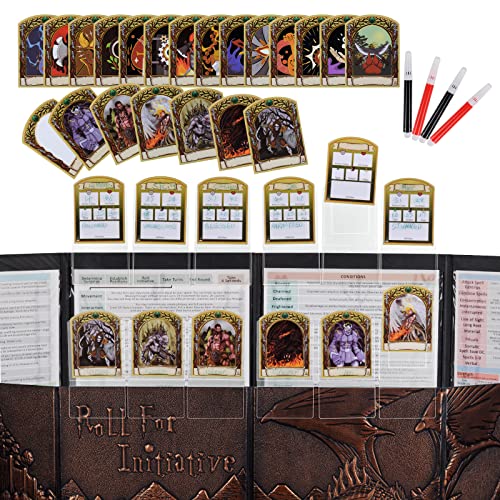 CZYY DND Initiative & Combat Tracker Set, Acrylic Markers with Insert Cards | 6 Transparent Acrylic Holders, Top on 2-5 mm GM Screen, Erasable & Reusable, Great DM Tools & Accessories for Tabletop RPG