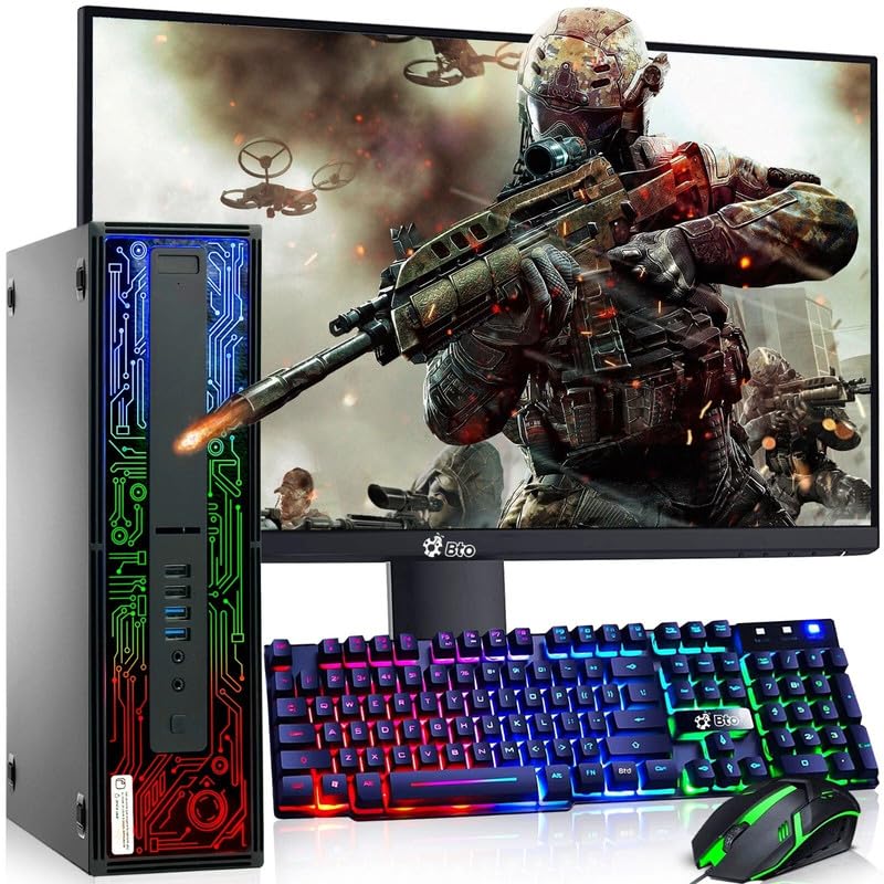 BTO BX8G2 RGB Gaming Desktop Computer PC – Intel Core i5-6500 6th Gen – 16GB DDR4 RAM – 512GB SSD – GeForce GT 1030 – 22" LED Monitor – RGB Keyboard & Mouse – Wi-Fi – Windows 11 Pro (Renewed) - style: Standard Gaming Bundle