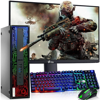 BTO BX8G2 RGB Gaming Desktop Computer PC – Intel Core i5-6500 6th Gen – 16GB DDR4 RAM – 512GB SSD – GeForce GT 1030 – 22" LED Monitor – RGB Keyboard & Mouse – Wi-Fi – Windows 11 Pro (Renewed) - style: Standard Gaming Bundle
